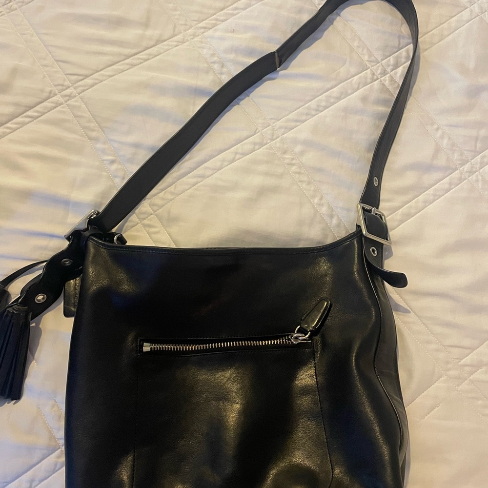 Coach Black Leather Shoulder Bag with Adjustable Strap